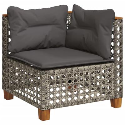 6-delige Loungeset met kussens poly rattan grijs - thumbnail