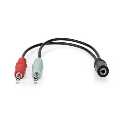 Nedis CAGB22160BK02 Stereo-audiokabel 3,5 Mm Female 2x 3,5 Mm Male Verguld 0.12 M Rond Zwart Doos