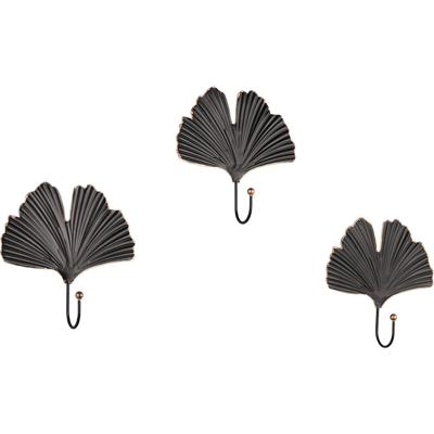 Garderobehaak - Trion Merel - Wandgarderobe Haak - Set van 3 - Zwart/Goud - Metaal