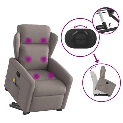 Sta-op-massagestoel elektrisch verstelbaar stof taupe - thumbnail