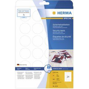 Veiligheidsetiket HERMA 4234 rond 40mm wit 600 etiketten
