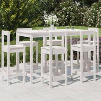 7-delige Barset massief grenenhout wit - thumbnail