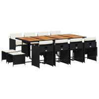 13-delige Tuinset met kussens poly rattan zwart - thumbnail
