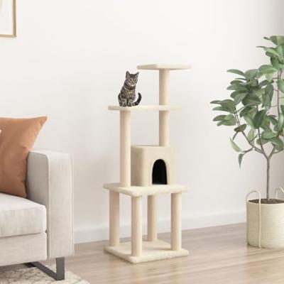 VidaXL Kattenkrabpaal met sisal krabpalen 105 cm crèmekleurig