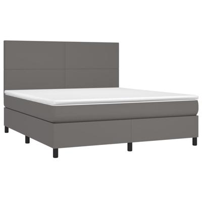 Boxspring met matras kunstleer grijs 160x200 cm - thumbnail