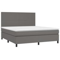 Boxspring met matras kunstleer grijs 180x200 cm - thumbnail