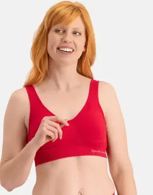 Naadloze gevulde bh top - Fleur - Rode bamboe bralette met vulling