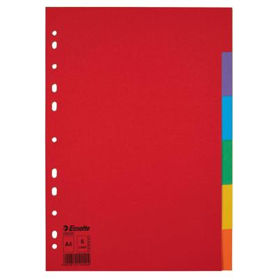 Tabbladen Esselte Economy A4 6-delig karton 11-rings assorti