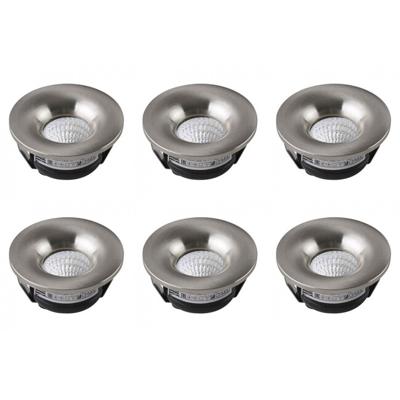 LED Veranda Spot Verlichting 6 Pack - Inbouw Rond 3W - Natuurlijk Wit 4200K - Mat Chroom Aluminium - Ø48.5mm