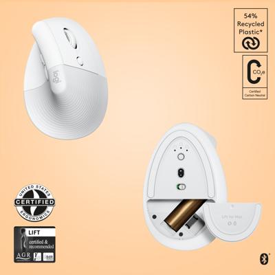 Logitech Lift for Mac Wit Ergonomische Draadloze Muis
