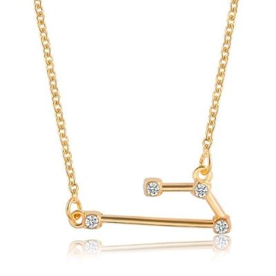 Fashion Zircon hanger Zodiac Guardian ketting korte sleutelbeen keten (Aries-goud)