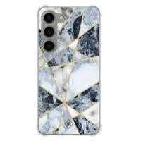 Samsung Galaxy S23 siliconen shockproof hoesje - Marmer blauw - thumbnail