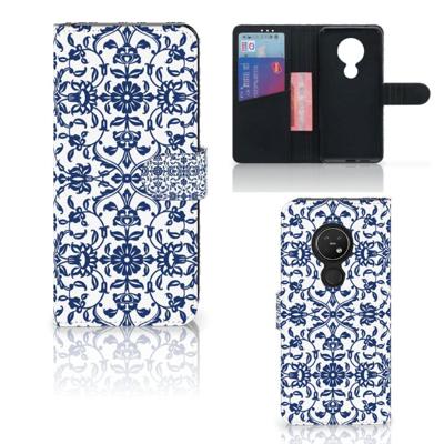 Nokia 7.2 | Nokia 6.2 Hoesje Flower Blue | Portemonnee hoesje