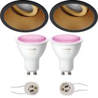 Philips Hue Inbouwspot Rond Zwart/Goud - Kantelbaar - Ø93mm - LED GU10 - thumbnail