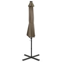 VidaXL Zweefparasol met paal en led-verlichting 300 cm taupe - thumbnail
