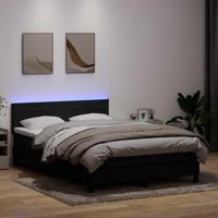Boxspring met matras en LED fluweel zwart 140x210 cm - thumbnail