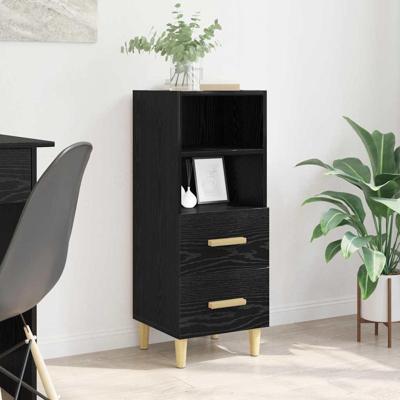 Dressoir met lade Zwart eiken 34 x 34.5 x 90 cm Bewerkt hout Dressoir met lade Zwart eiken 34 x 34.5 x 90 cm Bewerkt hout