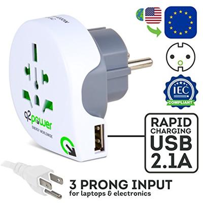 Q2 Power 1.100110 Reisadapter Wereld-naar-europa Usb Geaard - thumbnail