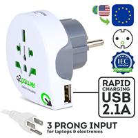 Q2 Power 1.100110 reisadapter wereld-naar-europa usb geaard - thumbnail