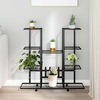 Bloemenstandaard met wielen 94,5x24,5x91,5 cm ijzer zwart - thumbnail