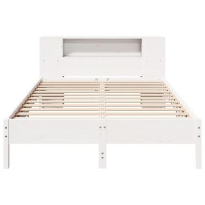Bed met boekenkast zonder matras grenenhout wit 150x200 cm - thumbnail