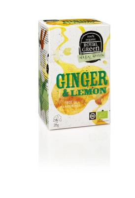 Royal Green Biologische Ginger & Lemon Thee 16 Zakjes Royal Green Biologische Ginger & Lemon Thee 16 Zakjes