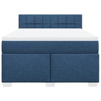 Boxspring met matras stof blauw 140x200 cm - thumbnail