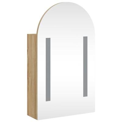 Badkamerkast met spiegel en LED gebogen 42x13x70 cm eikenkleur