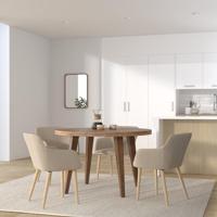 Eetkamerstoelen 2 st stof en massief eikenhout beige - thumbnail