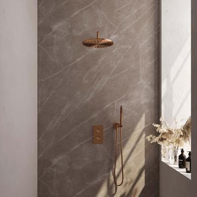 Copper Edition thermostatische inbouw regendouche set met 3-weg omstelling en koper geborsteld PVD afwerking