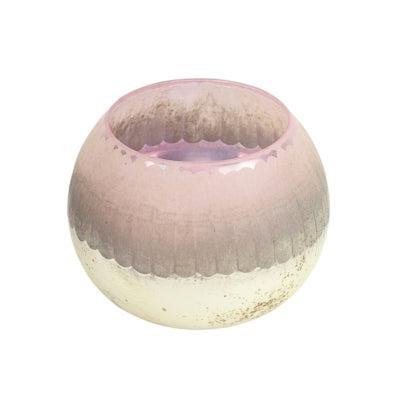 Countryfield theelichthouder katica glas roze/antiek zilverkleurig m 10 cm | 12 stuks