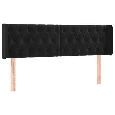 Hoofdbord met randen 147x16x78/88 cm fluweel zwart