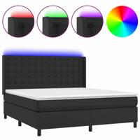 Boxspring met matras en LED kunstleer zwart 180x200 cm - thumbnail