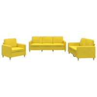 3-delige Loungeset met kussens stof lichtgeel - thumbnail