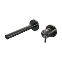 Inbouw Wastafelmengkraan Brauer Gunmetal Edition Coldstart Rechte Uitloop Korte Ronde Hendel Rechts Geborsteld Gunmetal PVD Met Rozetten - thumbnail