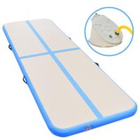VidaXL Gymnastiekmat met pomp opblaasbaar 500x100x10 cm pvc blauw - thumbnail