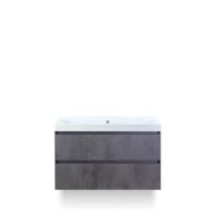 Maxx XL Badmeubelset 100 cm - Beton Antraciet - Wastafel Just Zonder kraangat - thumbnail