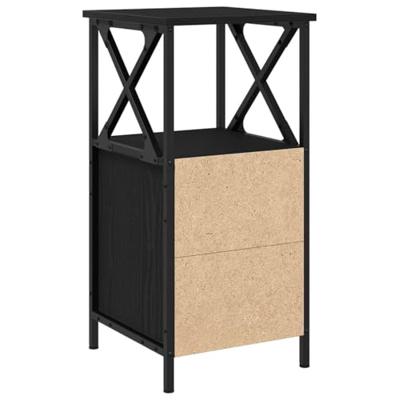 Nachtkastje met lade Zwart Eiken 34 x 35,5 x 70 cm Bewerkt hout