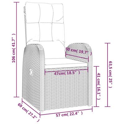 7-delige Tuinset met kussens poly rattan zwart - thumbnail