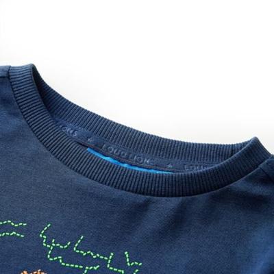 Kindershirt met lange mouwen terreinwagenprint 116 marineblauw - thumbnail