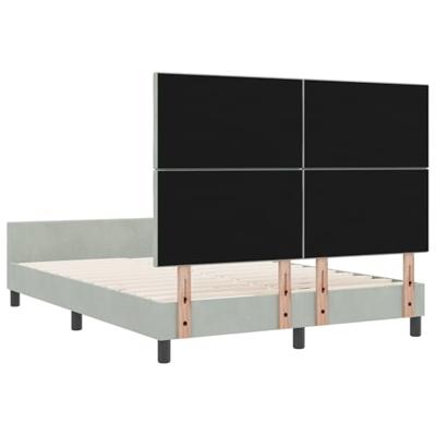 Bedframe met hoofdeinde Lichtgrijs 140 x 190 cm Fluweel