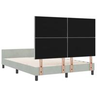 Bedframe met hoofdeinde Lichtgrijs 140 x 190 cm Fluweel - thumbnail