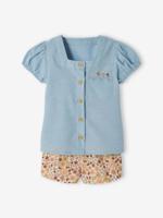 Set bloemetjesblouse en korte broek baby double stone - thumbnail