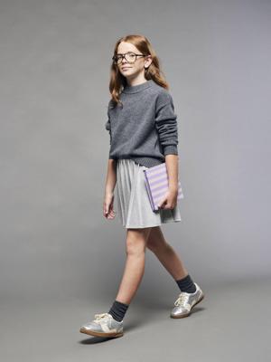 Geplooide rok in sweatstof voor meisjes JONEN gemêleerd grijs