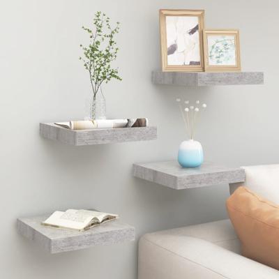 VidaXL Wandschappen 4 st zwevend 23x23,5x3,8 cm mdf betongrijs VidaXL Wandschappen 4 st zwevend 23x23,5x3,8 cm mdf betongrijs