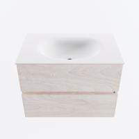 MONDIAZ VICA 70cm badmeubel onderkast Underlayment 2 lades. Wastafel MOON midden 1 kraangat, kleur Talc. - thumbnail