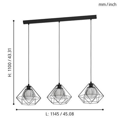 Eglo 3-lichts hanglampVernham met smoke glas - 43483