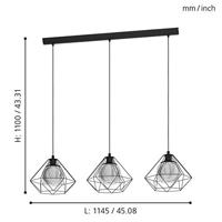 Eglo 3-lichts hanglampVernham met smoke glas - 43483 - thumbnail