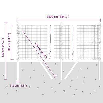 VidaXL Afrasteringspaal groen 25 x 0,8 m (25 x 25 mm gaas)