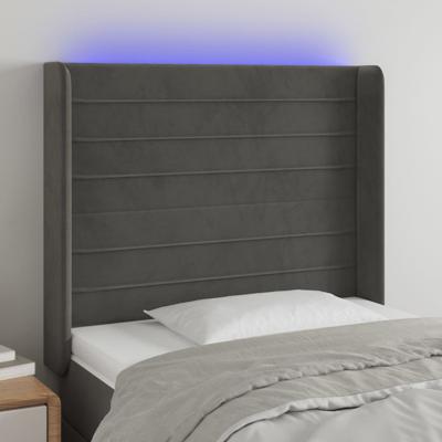 Hoofdbord LED 83x16x118/128 cm fluweel donkergrijs - thumbnail